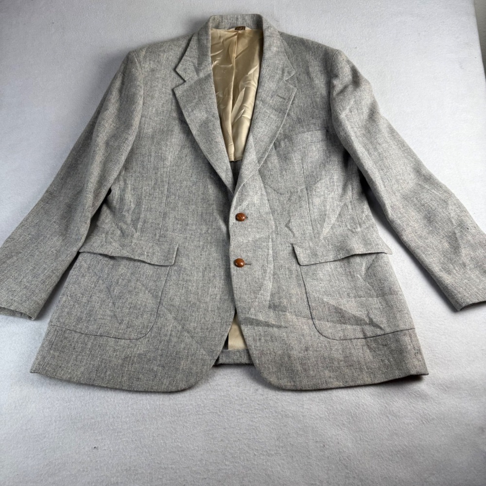 Christopher Hayes Men's Grey 100% Pure Wool Tweed 2 Button Blazer Sport Coat USA